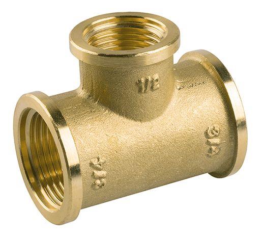 T-kus redukovaný F/F/F 3/4"x1/2"x3/4" mosadz DN20xDN15xDN20